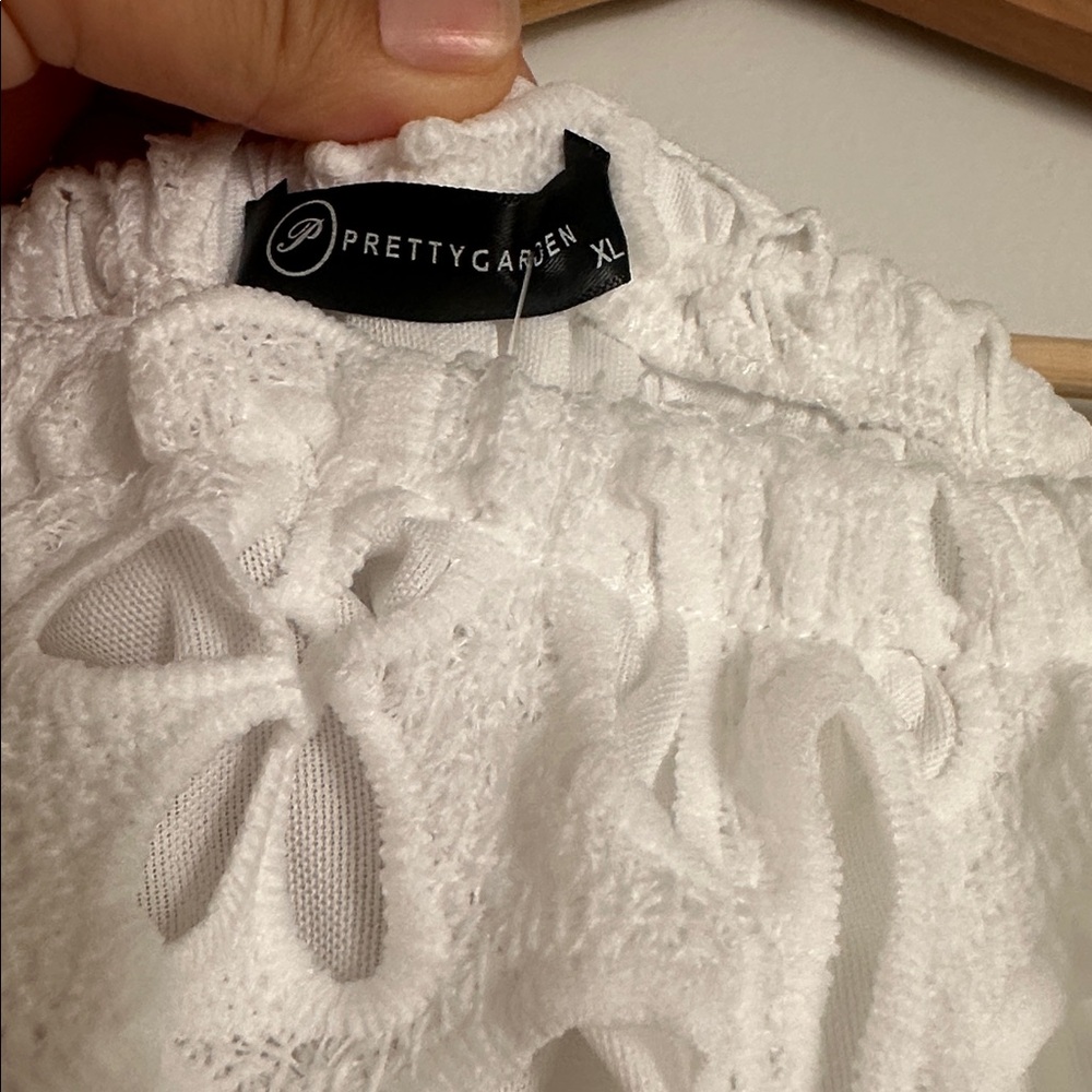 PrettyGarden White on White Short Sleeve Dress / NWT - Picture 4 of 5